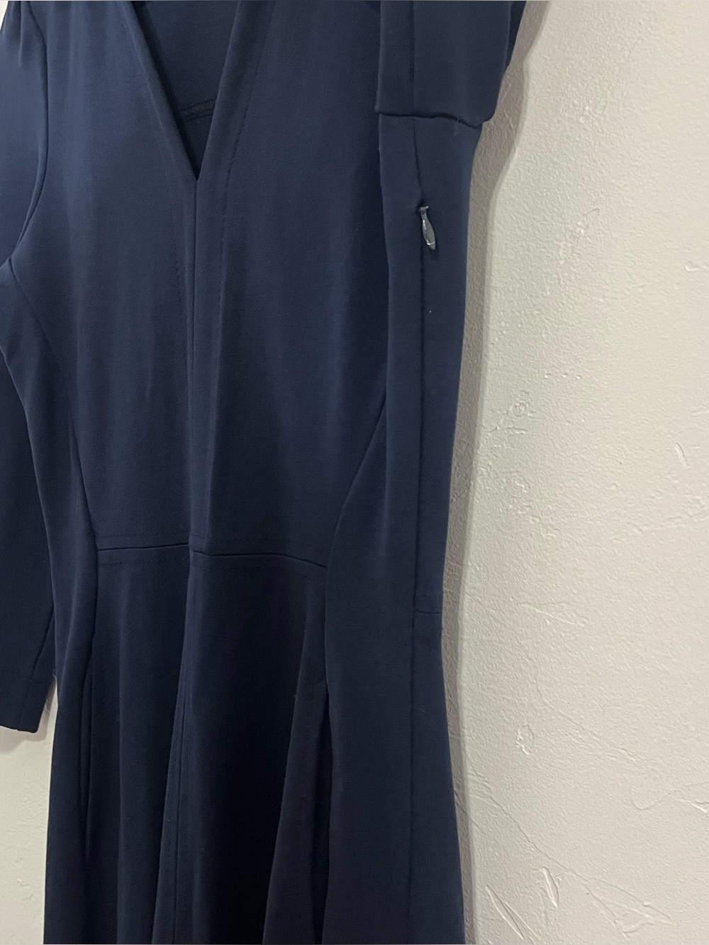 ME+EM Navy Tailored Split Neck Midi Dress 3/4 Sleeve Pocket Size 6 - Picture 12 of 14